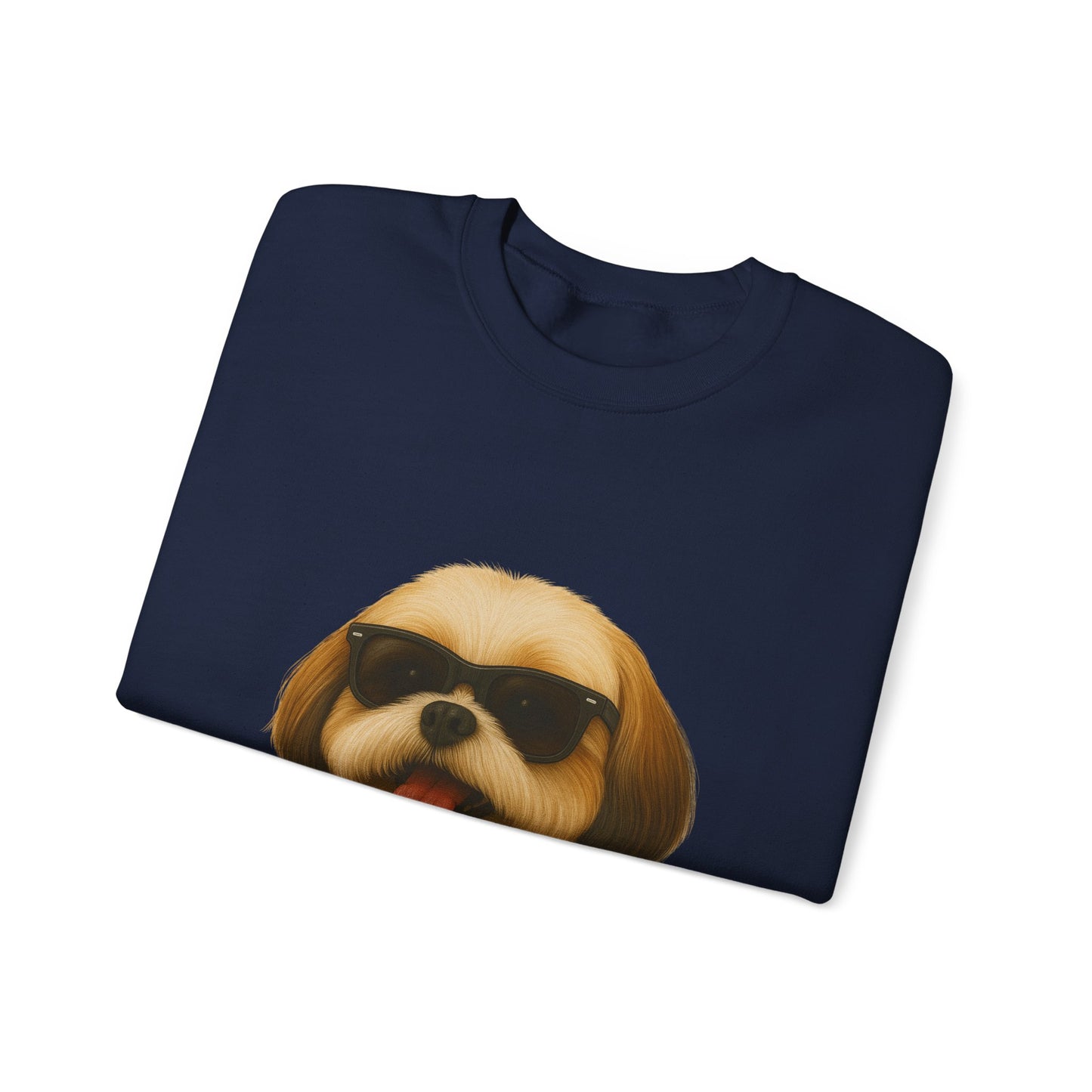 Shih Tzu Wearing Sunglasses - Adult Crewneck Sweatshirt