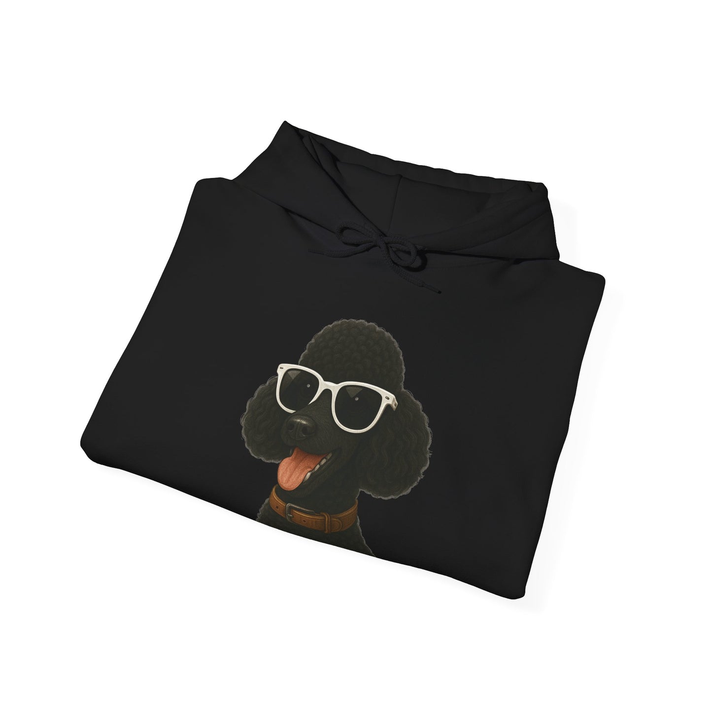Black Poodle Wearing Sunglasses - Adult Hoodie