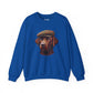 Brown Labrador Wearing Tweed Flat Cap- Adult Crewneck Sweatshirt - Too Cute Pets