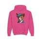 Basenji Pup With Tweed Flat Cap Youth Hooded Sweatshirt - Too Cute Pets