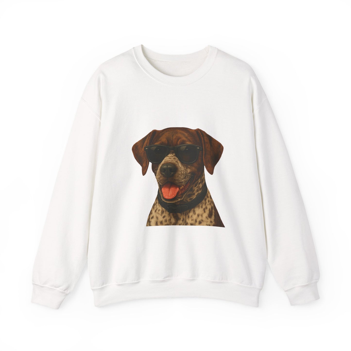 German Shorthaired Pointer Wearing Sunglasses - Adult Crewneck Sweatshirt