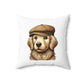 Golden Retriever Wearing a Newsboy Cap - Throw Pillow