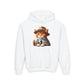 Tabby Cat Dressed In A Suit and Fedora Hat Youth Hoodie - Too Cute Pets