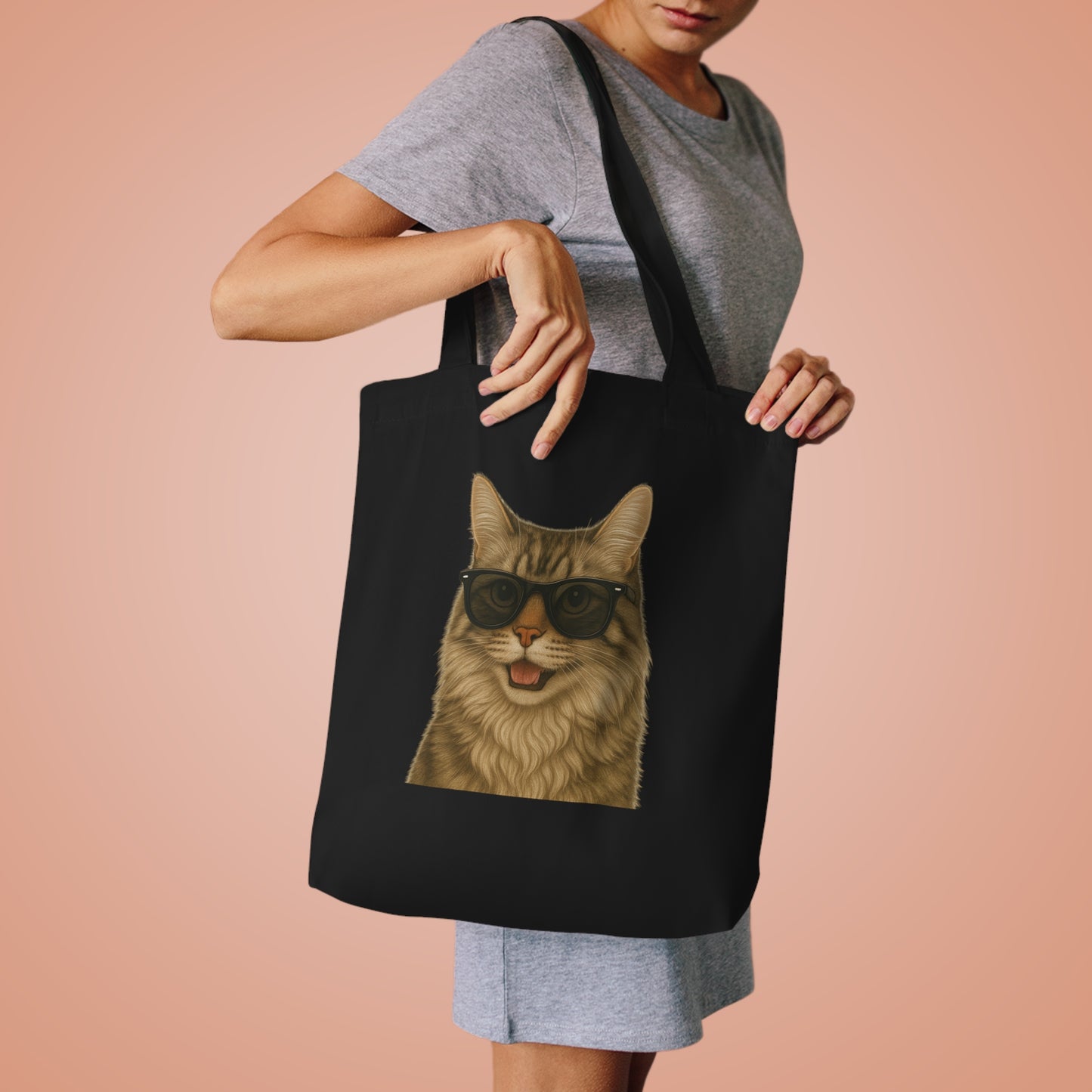 Siberian Cat Wearing Sunglasses Cotton Tote Bag
