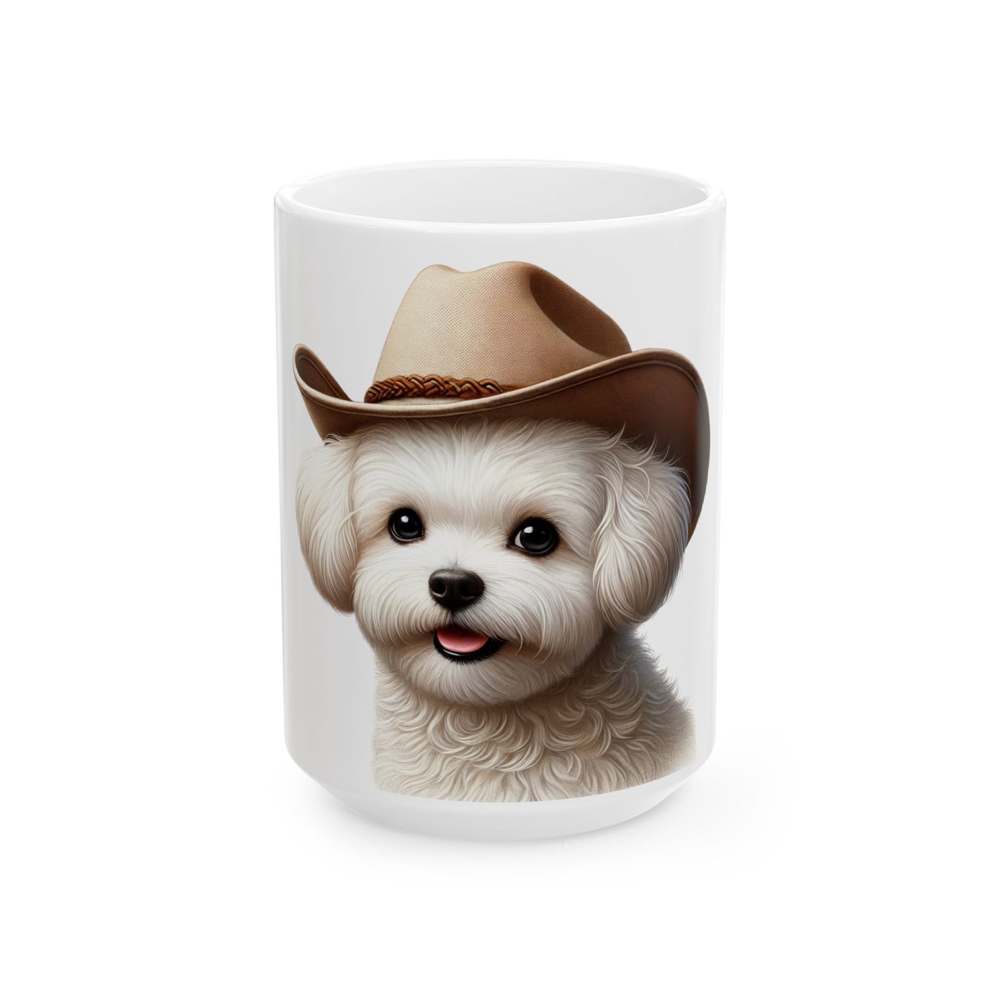 Maltese Wearing a Cowgirl Hat - Ceramic Mug