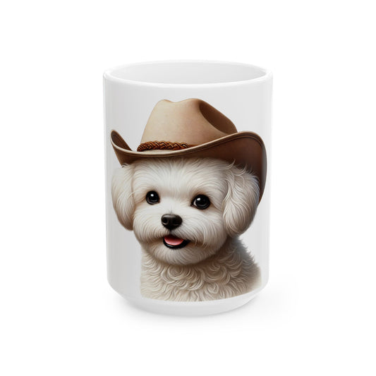 Maltese Wearing a Cowgirl Hat - Ceramic Mug