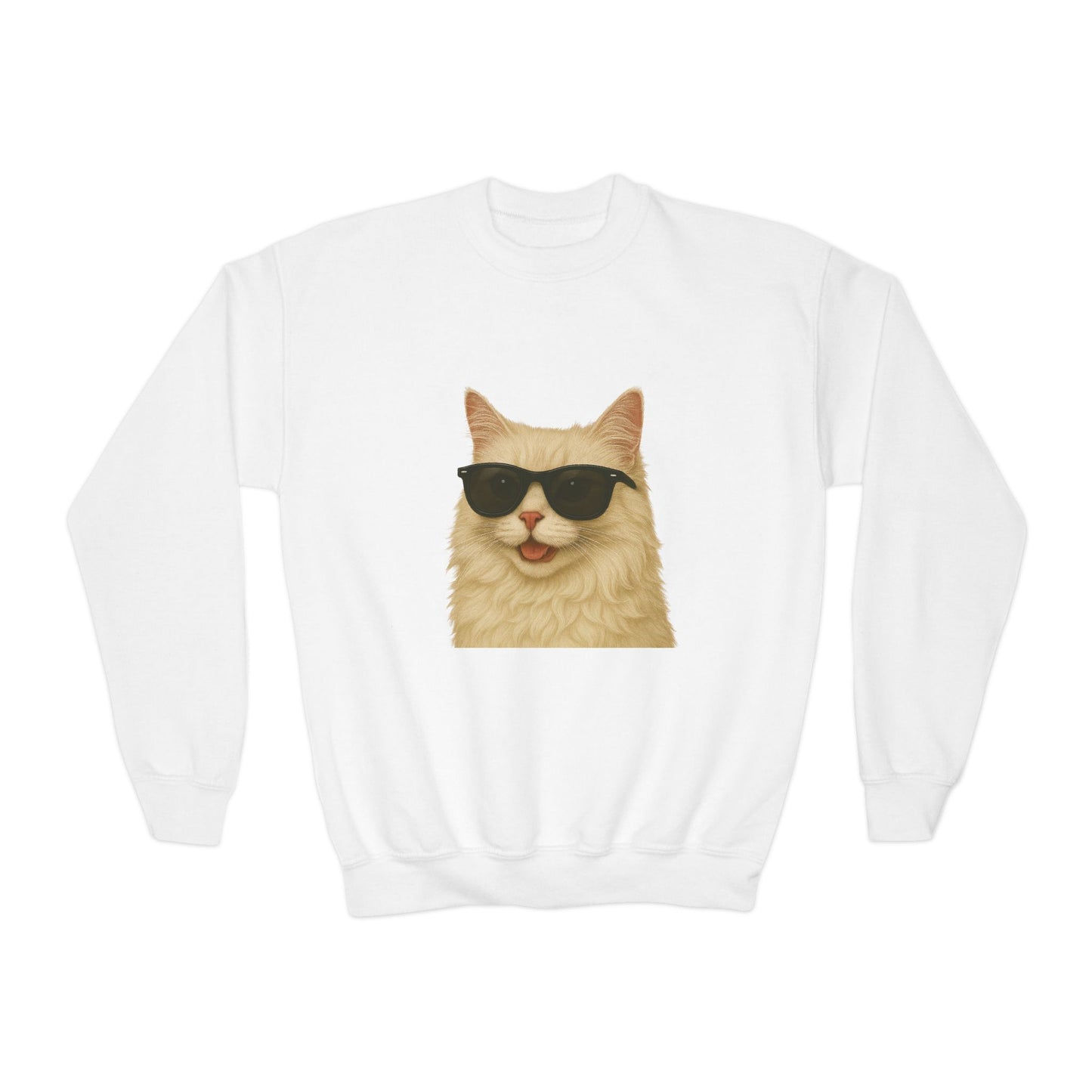 Domestic Longhaired Cream Colored Cat Wearing Sunglasses - Youth Sweatshirt