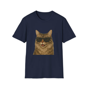 Siberian Cat Wearing Sunglasses - Adult T-Shirt