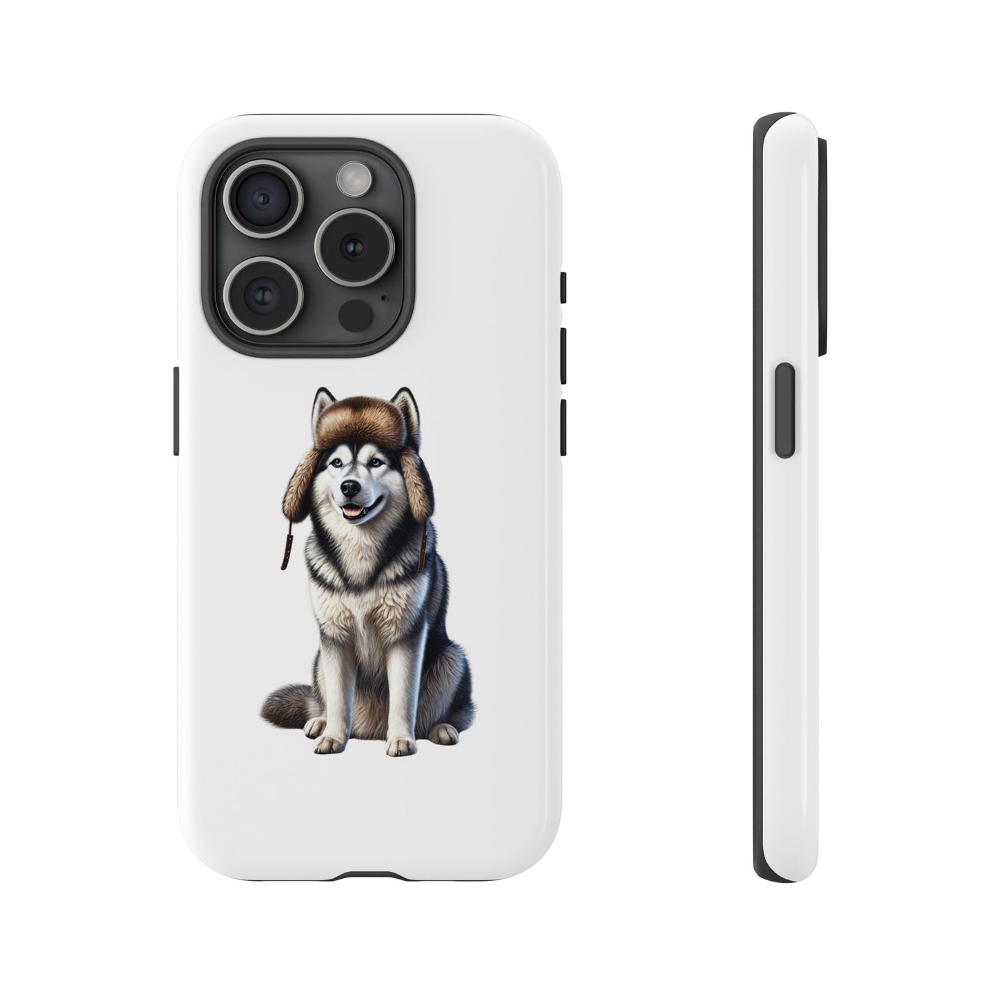Husky Wearing a Fur Hunter Hat - Tough Phone Case