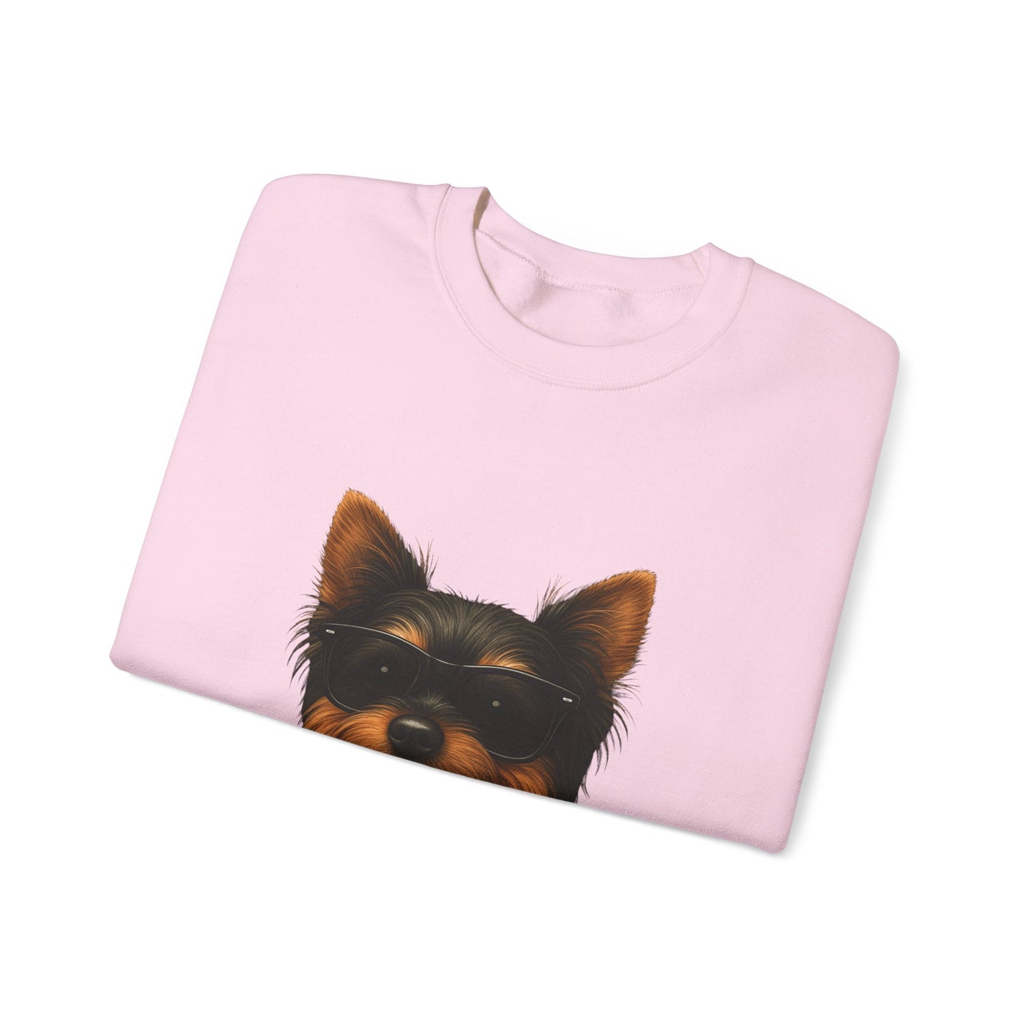 Yorkshire Terrier Wearing Sunglasses - Adult Crewneck Sweatshirt