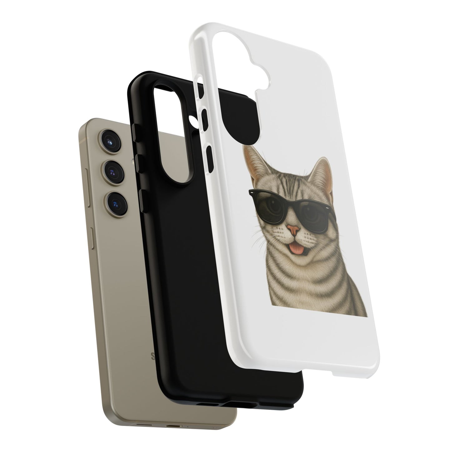 American Shorthair Silver Tabby Wearing Sunglasses - Tough Phone Case