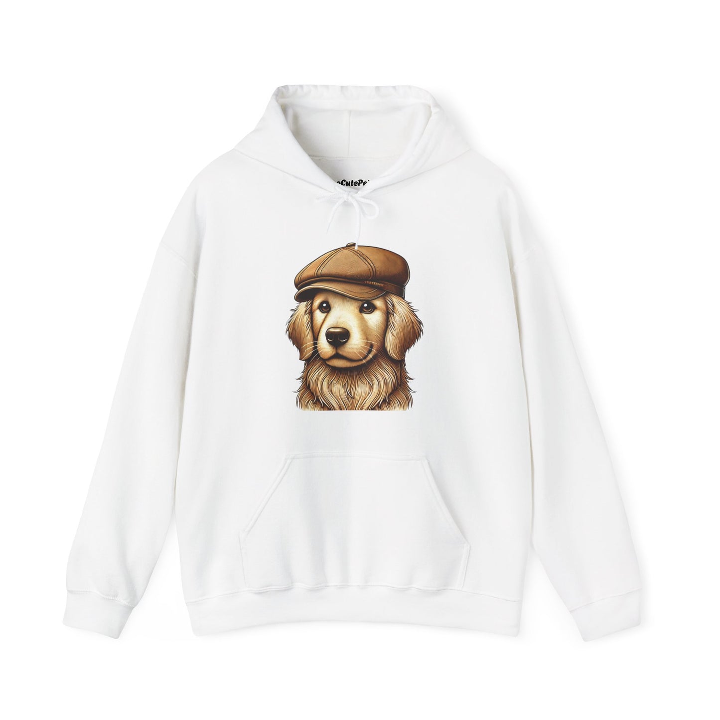 Golden Retriever Wearing Newsboy Hat - Adult Hoodie - Too Cute Pets