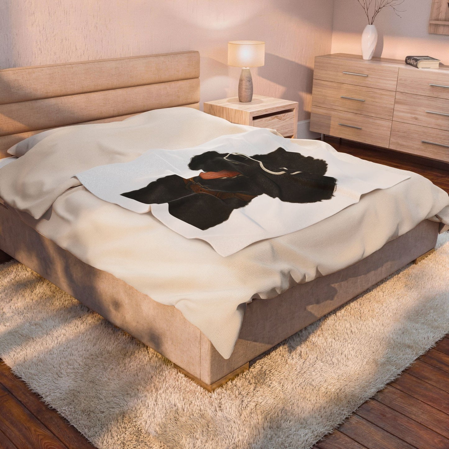 Black Poodle Wearing Sunglasses - Sherpa Blanket