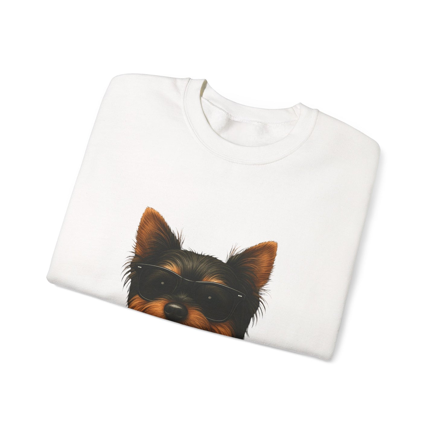 Yorkshire Terrier Wearing Sunglasses - Adult Crewneck Sweatshirt