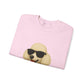 White Poodle Wearing Sunglasses - Adult Crewneck Sweatshirt