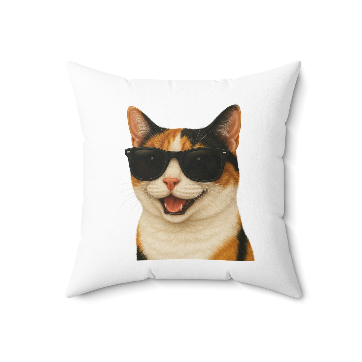 Calico Shorthair Cat Wearing Sunglasses - Throw Pillow
