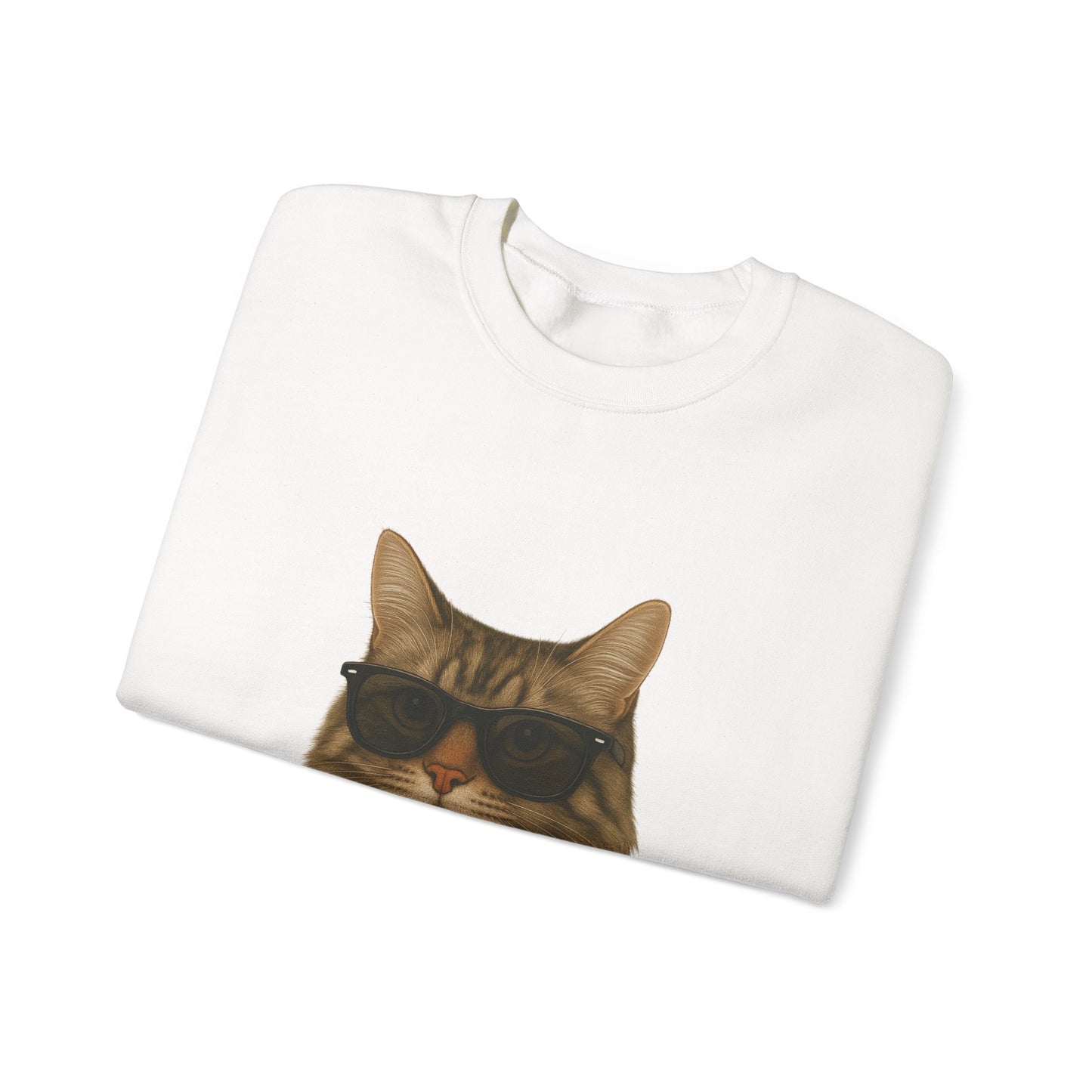 Siberian Cat Wearing Sunglasses - Adult Crewneck Sweatshirt