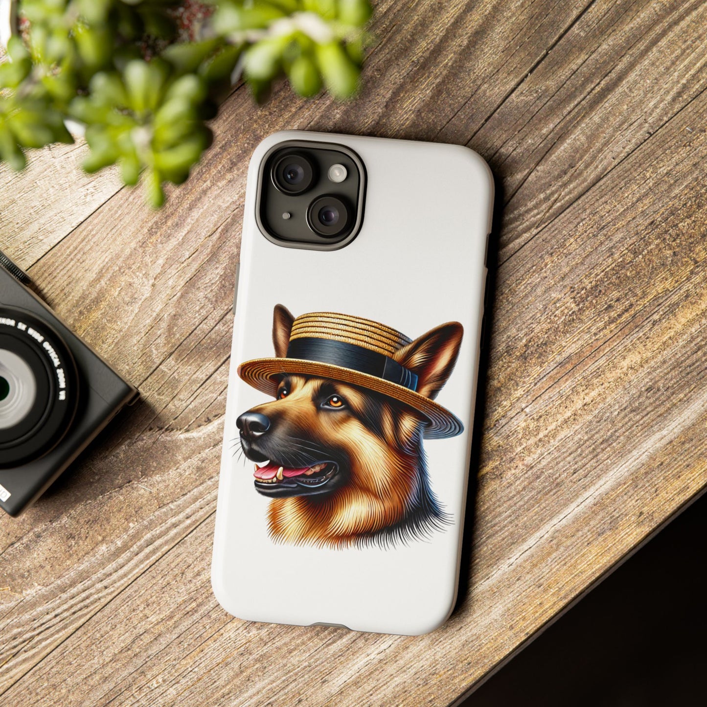 German Shepherd Wearing a Boater Hat - Tough Phone Case