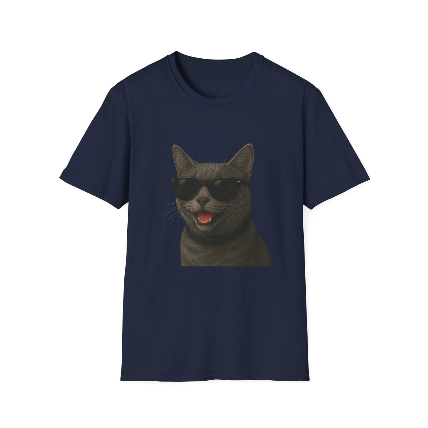 Gray Cat Wearing Sunglasses - Adult T-Shirt