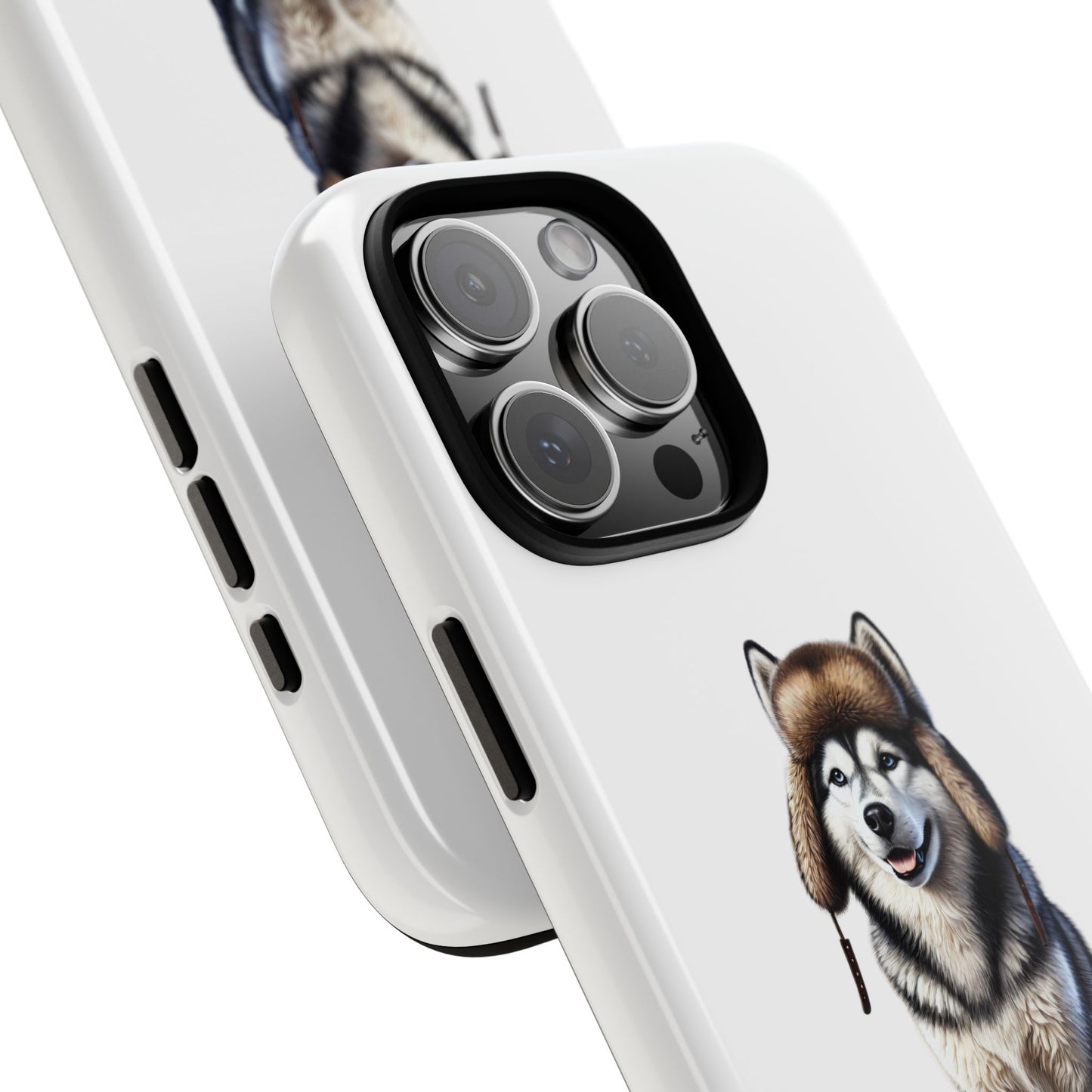 Husky Wearing a Fur Hunter Hat - Tough Phone Case