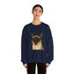 Siamese Cat Wearing Sunglasses - Adult Crewneck Sweatshirt