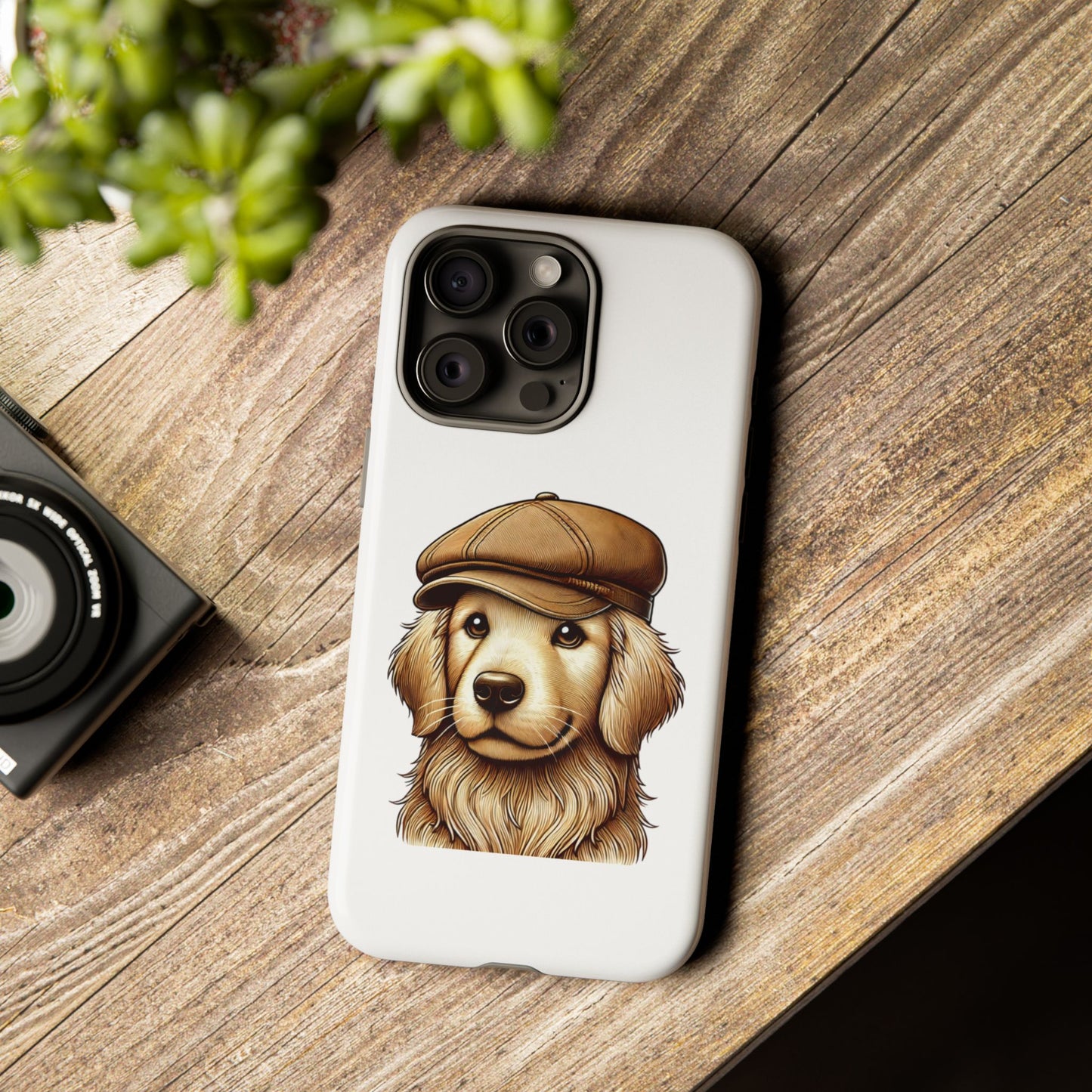 Golden Retriever Wearing a Newsboy Cap - Tough Phone Case