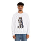 Husky in Fur Trappers Hat - Adult Crewneck Sweatshirt - Too Cute Pets