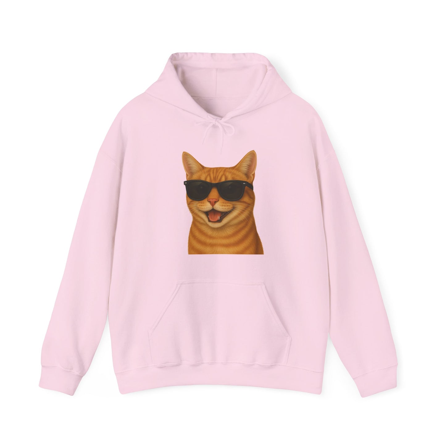 Orange Tabby Cat Wearing Sunglasses - Adult Hoodie