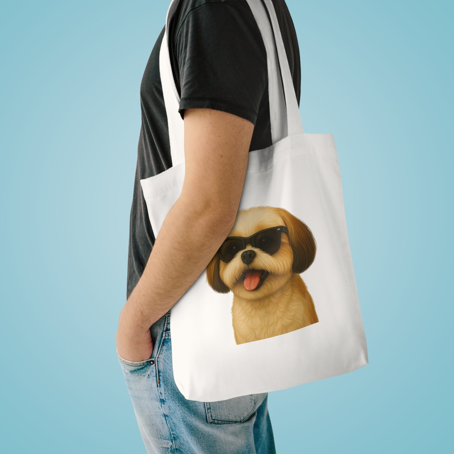 Shih Tzu Wearing Sunglasses Cotton Tote Bag