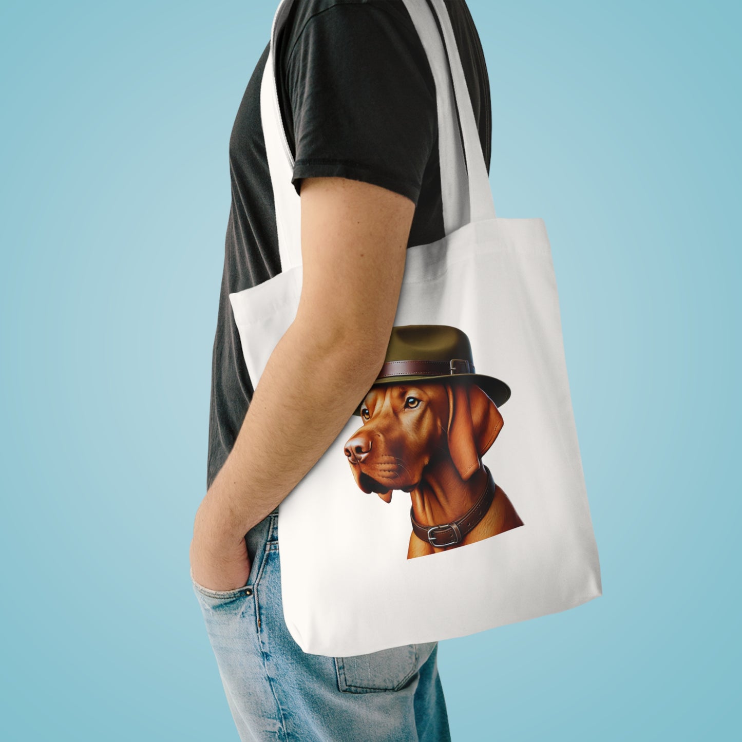 Vizsla Wearing a Campaign Hat - Cotton Tote Bag