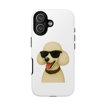 White Poodle Wearing Sunglasses - Tough Phone Case