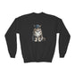 Maine Coon Wearing Baseball Cap - Youth Crewneck Sweatshirt - Too Cute Pets