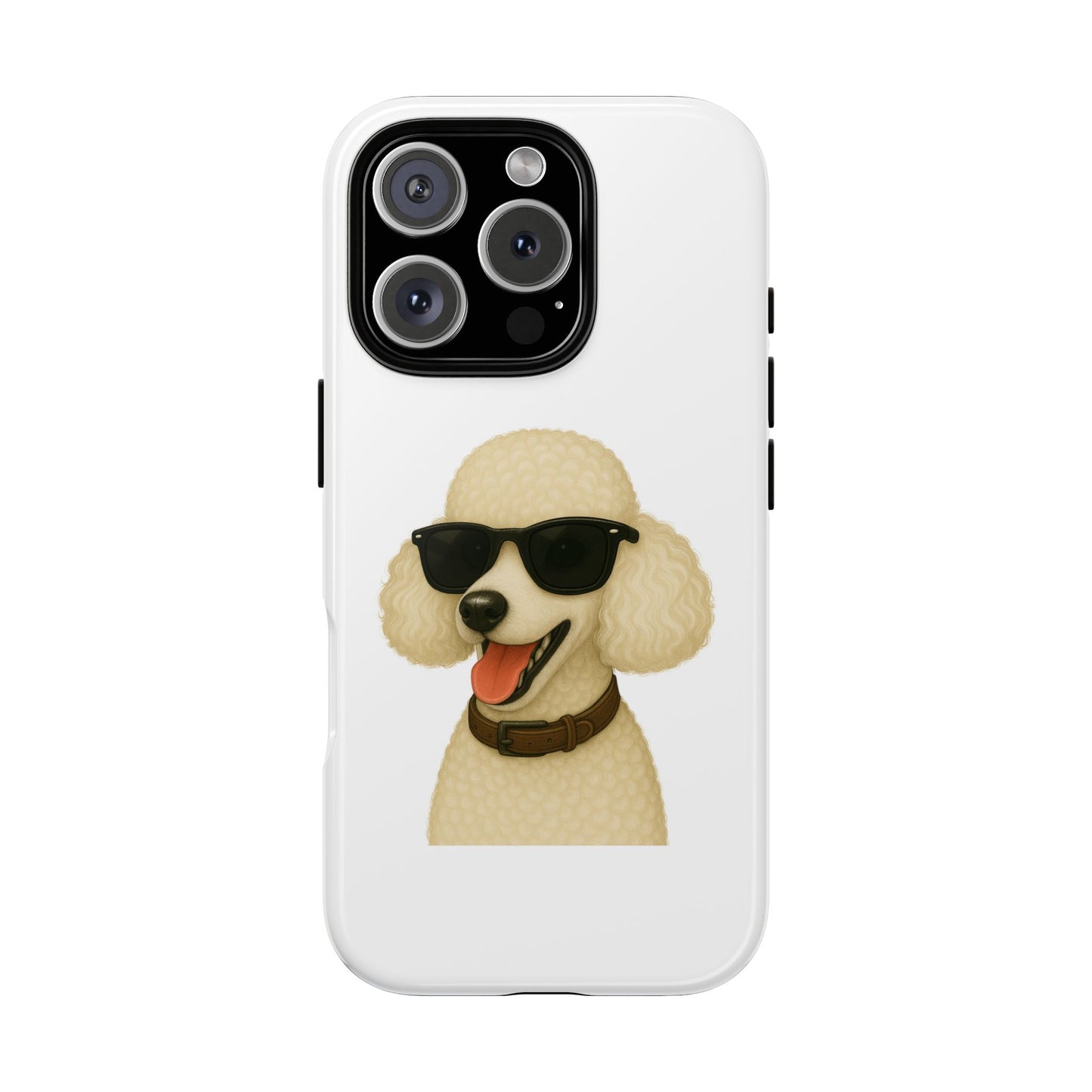White Poodle Wearing Sunglasses - Tough Phone Case
