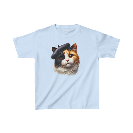 Calico Cat Wearing Beret - Youth T-Shirt- Too Cute Pets