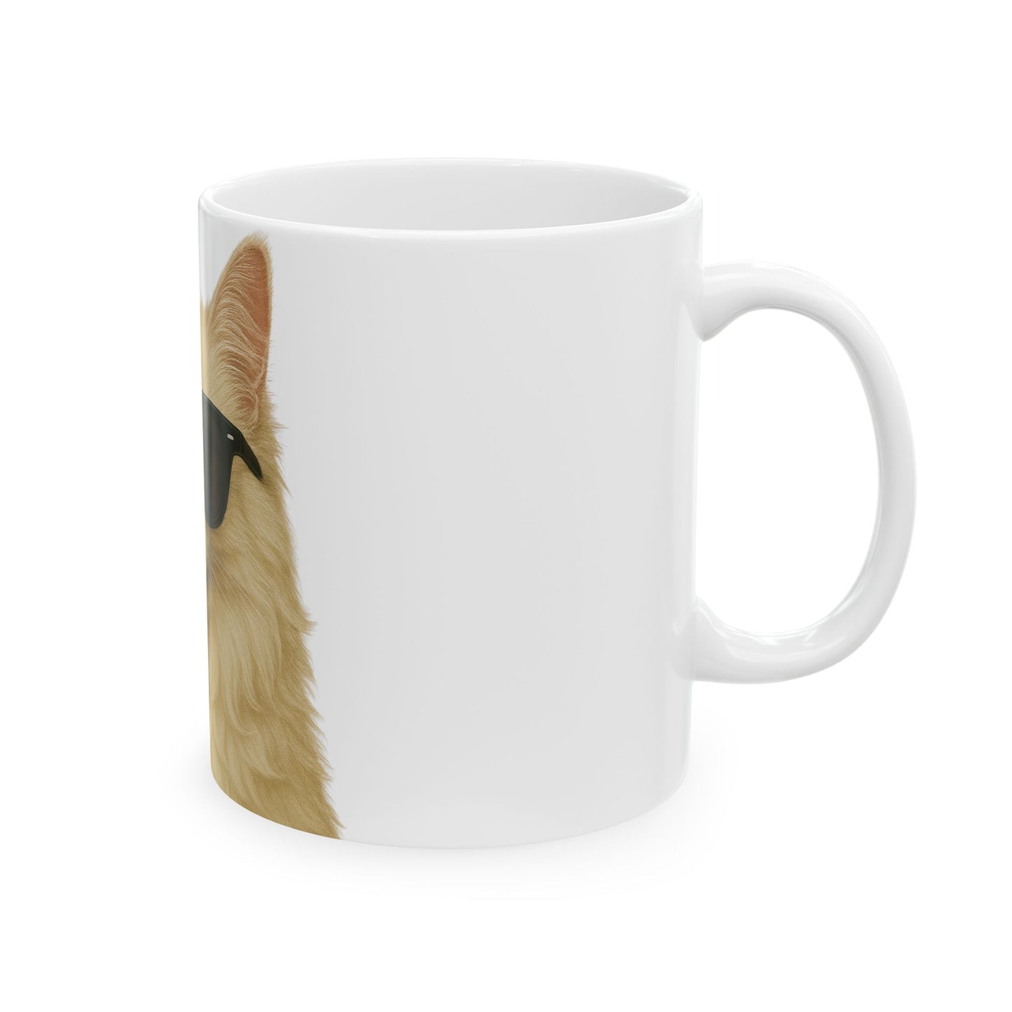 Cream Longhair Cat Wearing Sunglasses Ceramic Mug