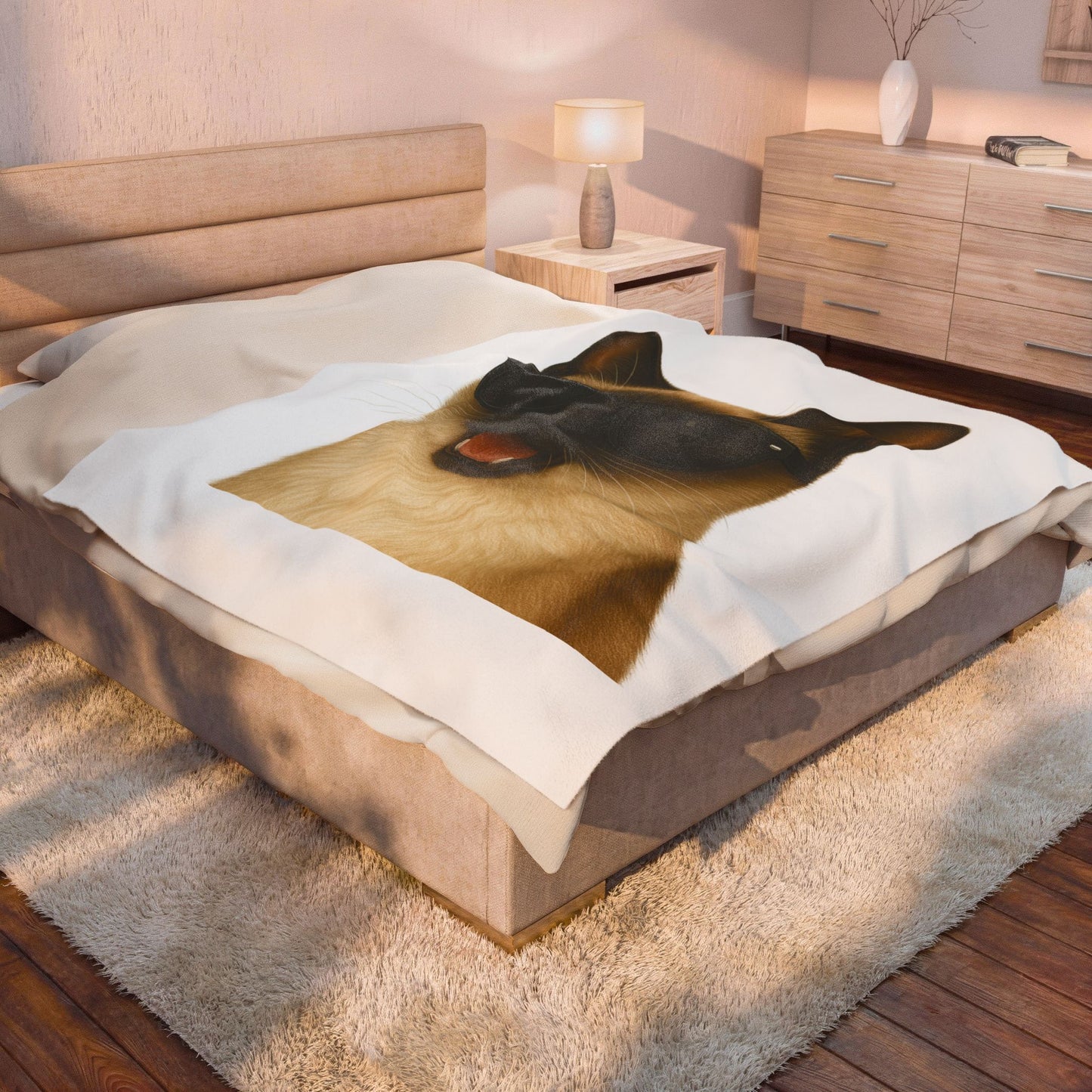 Siamese Cat Wearing Sunglasses - Sherpa Blanket
