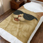 Cream Longhair Cat Wearing Sunglasses - Sherpa Blanket
