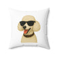 White Poodle Wearing Sunglasses - Throw Pillow