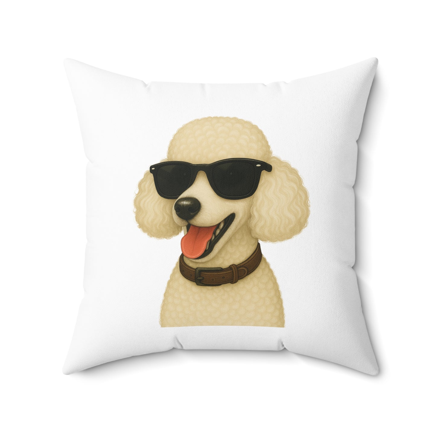 White Poodle Wearing Sunglasses - Throw Pillow
