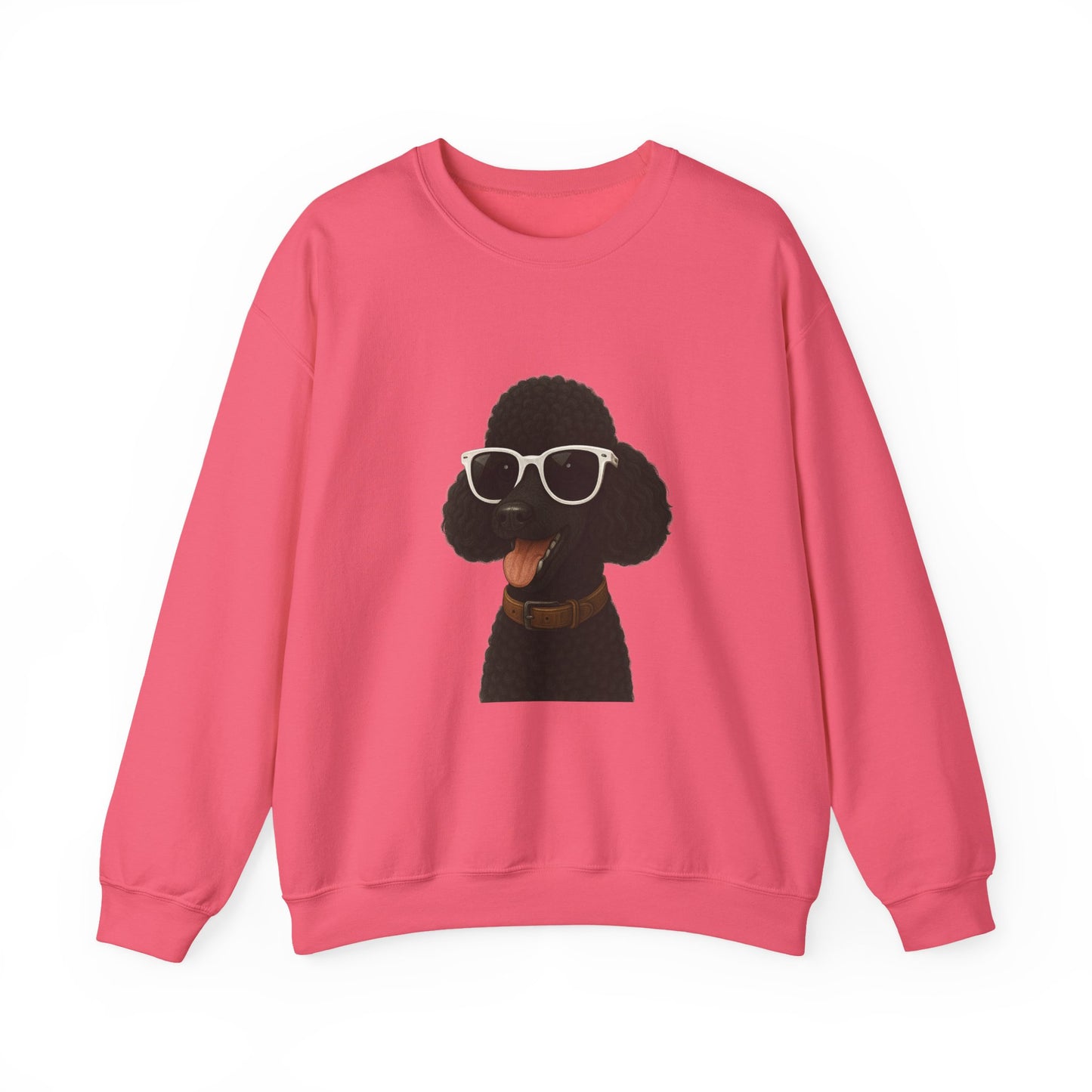 Black Poodle Wearing Sunglasses - Adult Crewneck Sweatshirt