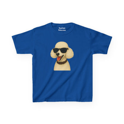 White Poodle Wearing Sunglasses - Kids Tee