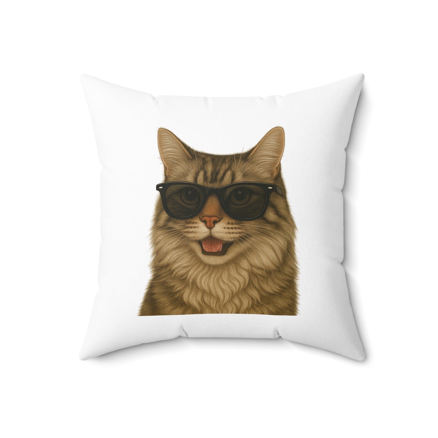 Siberian Cat Wearing Sunglasses - Throw Pillow