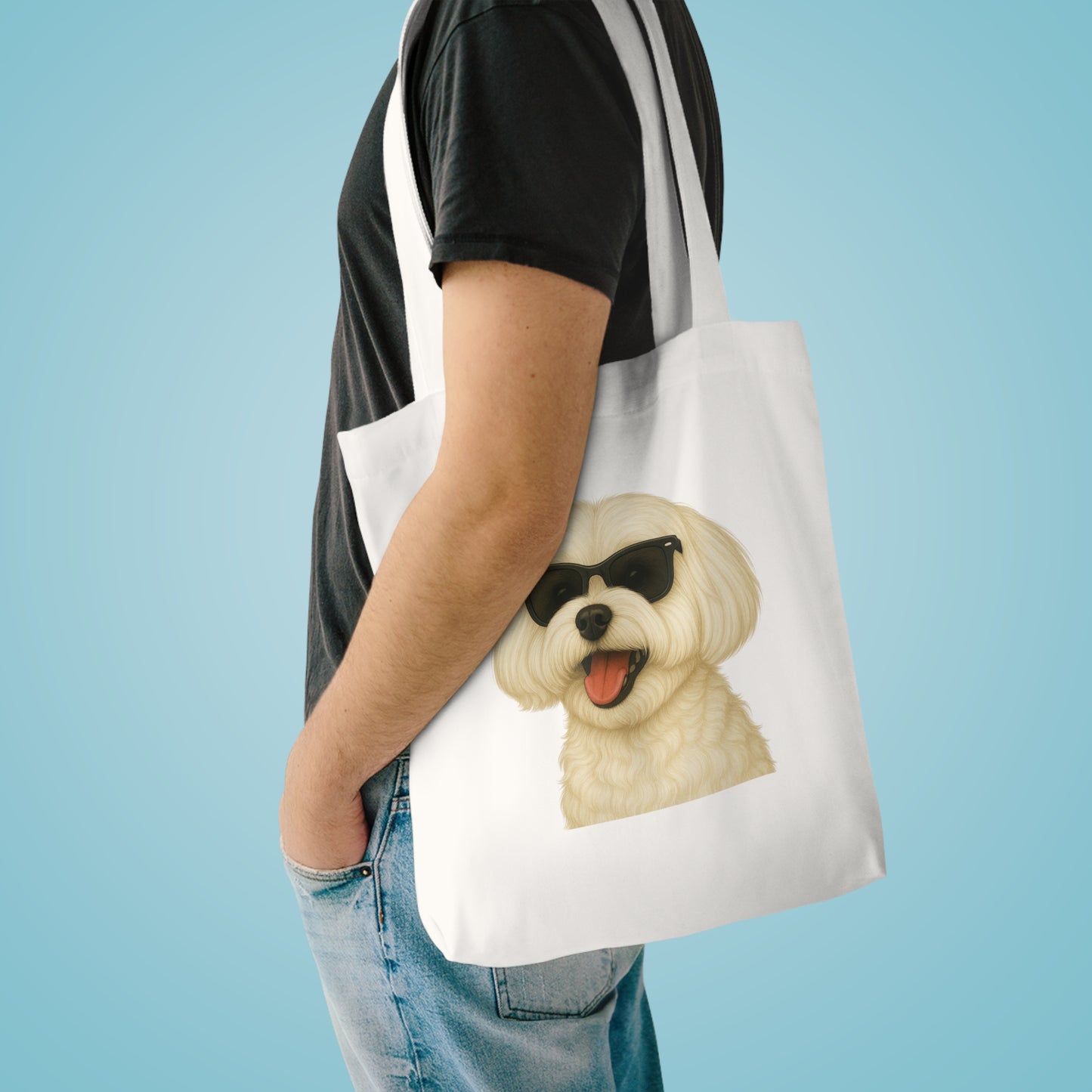 Maltese Wearing Sunglasses Cotton Tote Bag