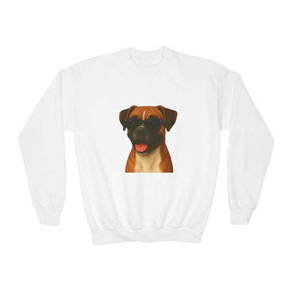 Boxer Dog Wearing Sunglasses - Youth Crewneck Sweatshirt