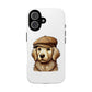 Golden Retriever Wearing a Newsboy Cap - Tough Phone Case