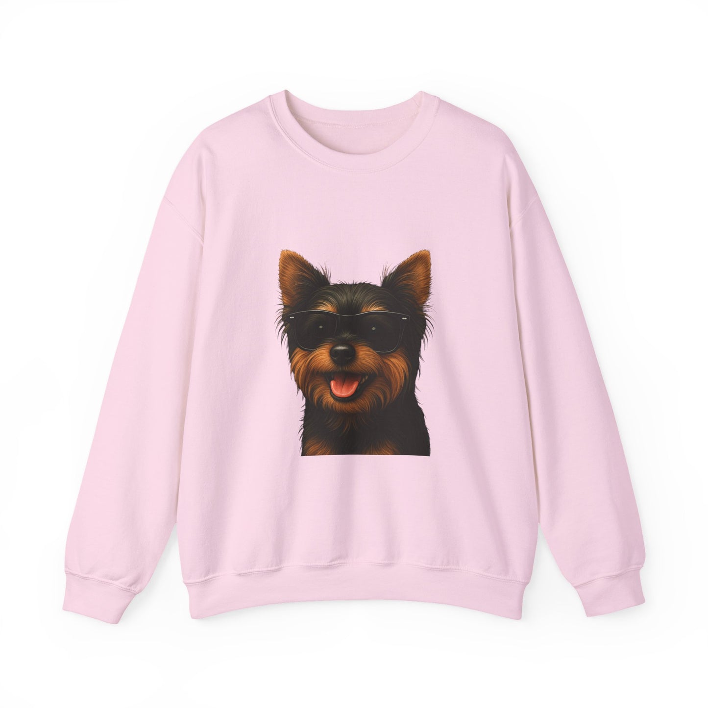 Yorkshire Terrier Wearing Sunglasses - Adult Crewneck Sweatshirt