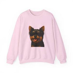 Yorkshire Terrier Wearing Sunglasses - Adult Crewneck Sweatshirt
