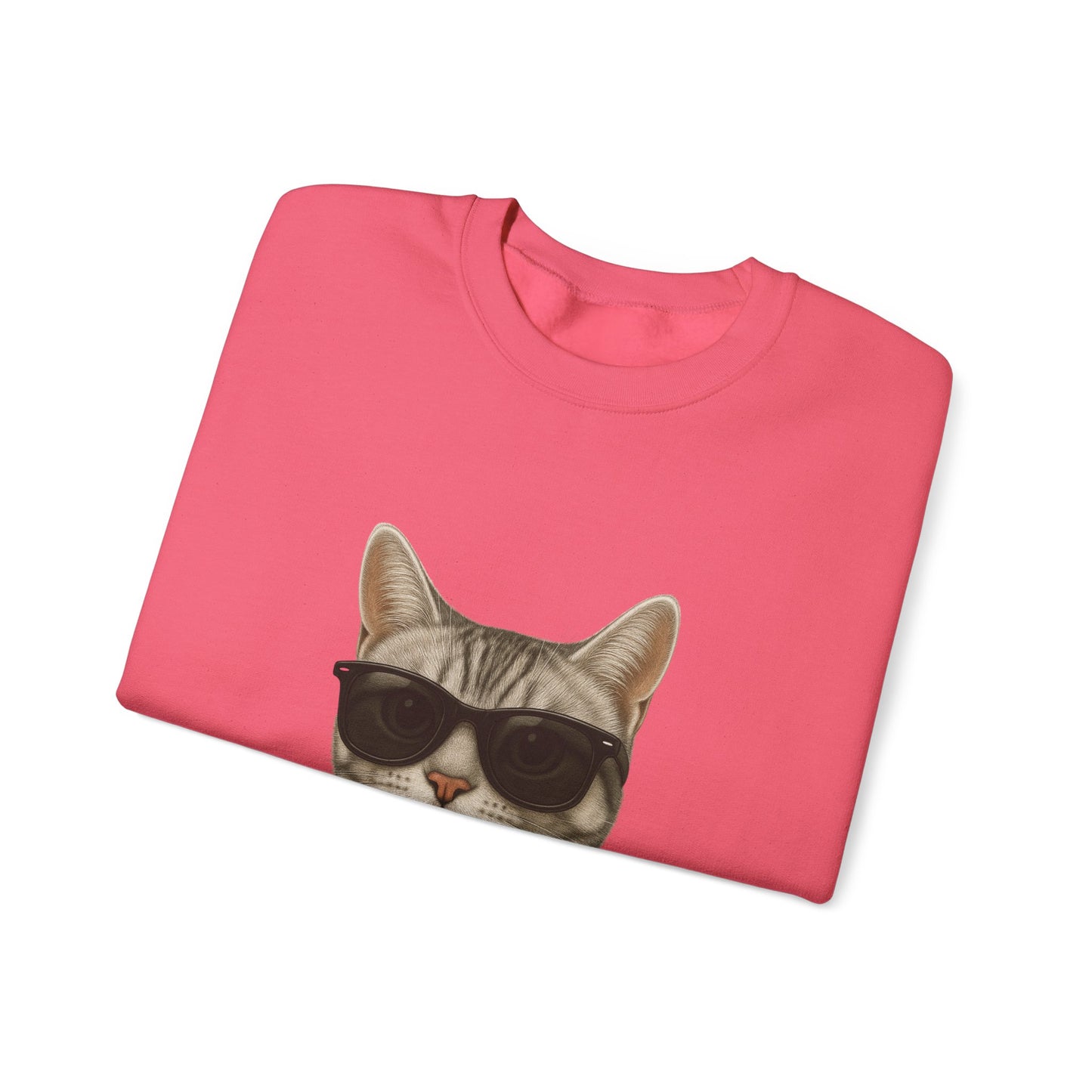 American Shorthair Silver Tabby Wearing Sunglasses - Adult Crewneck Sweatshirt