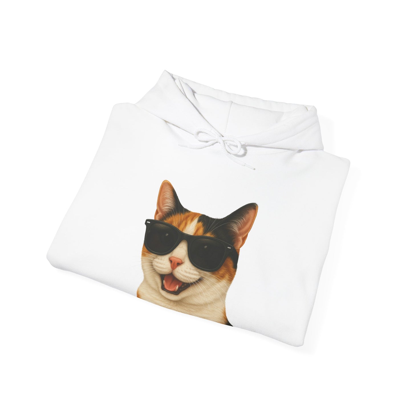 Calico Shorthair Cat Wearing Sunglasses - Adult Hoodie