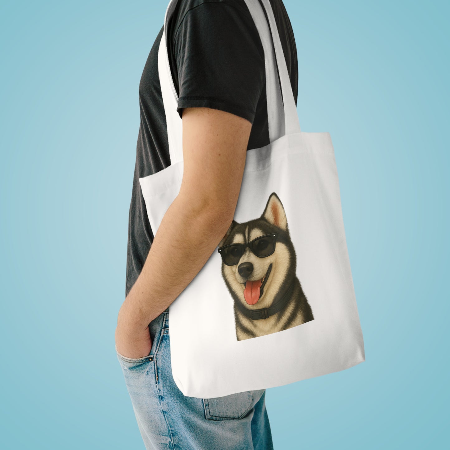 Siberian Husky Wearing Sunglasses Cotton Tote Bag